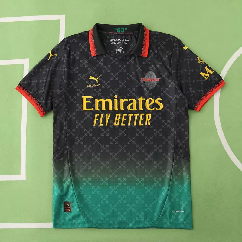 Črni nogometni dresi AC Milan x Off-White 2024/25