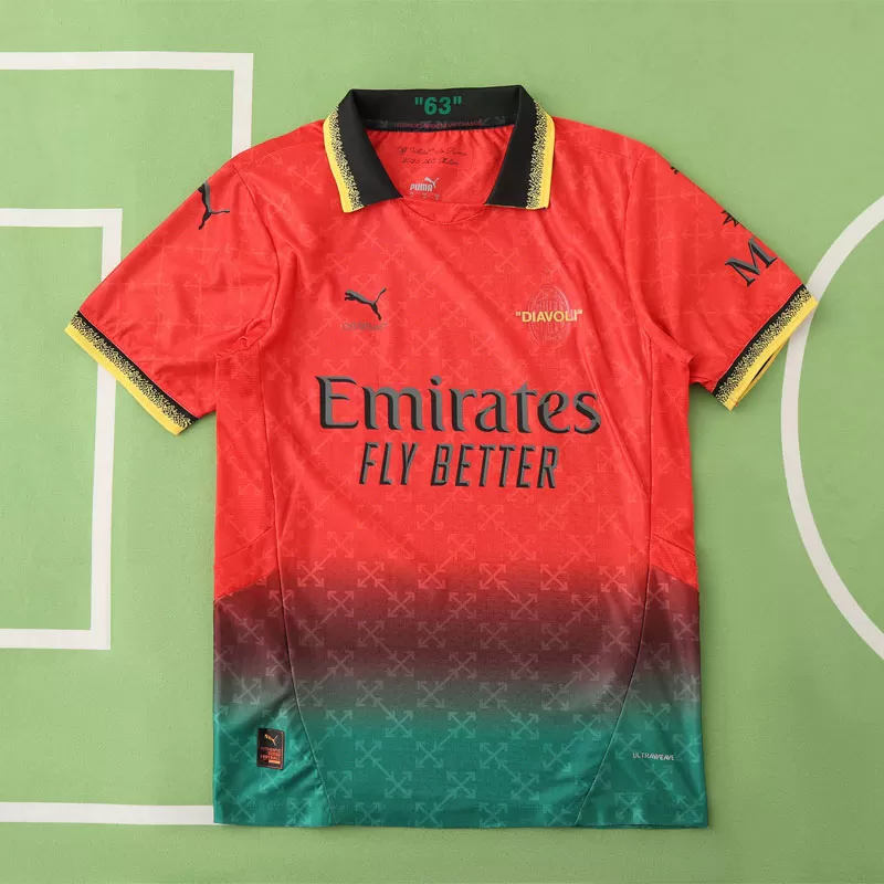 Kupite nogometni dresi AC Milan x Off-White - moški rdeči dres 24/25 vratarska različica