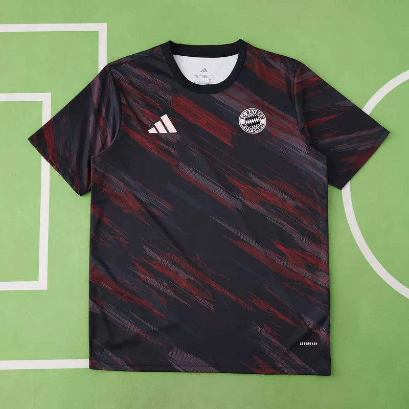 Nogometni dres FC Bayern moški pred tekmo 2025/26 temno rdeč in črn