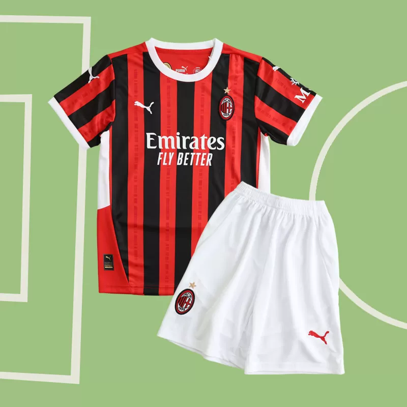 Otroški domači nogometni dresi AC Milan 2024/25 majica + hlačke