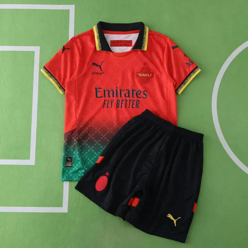 Otroški nogometni dresi AC Milan x Off-White 2024/25 - četrta izdaja