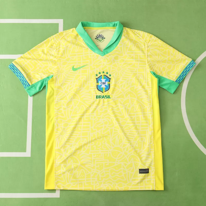 Brazilija 2024 moški domači nogometni dres - rumena majica
