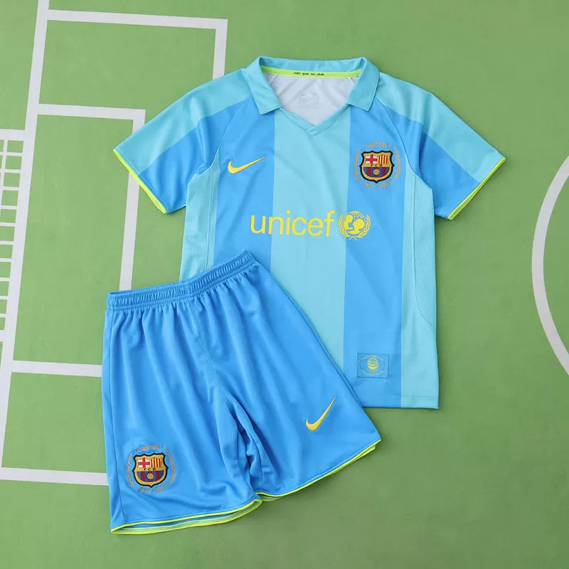 FC Barcelona otroški nogometni dresi 2007/08 - gostujoči komplet z majico in hlačami
