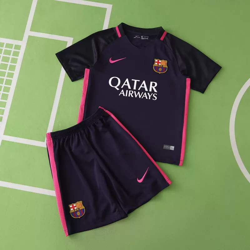 Otroški retro nogometni dresi Barça 2016-2017 gostujoča majica in hlačke