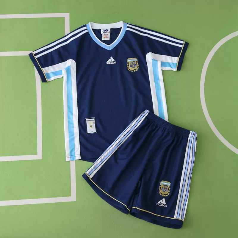 Retro nogometni dresi Argentina 1998 za otroke – gostujoči komplet