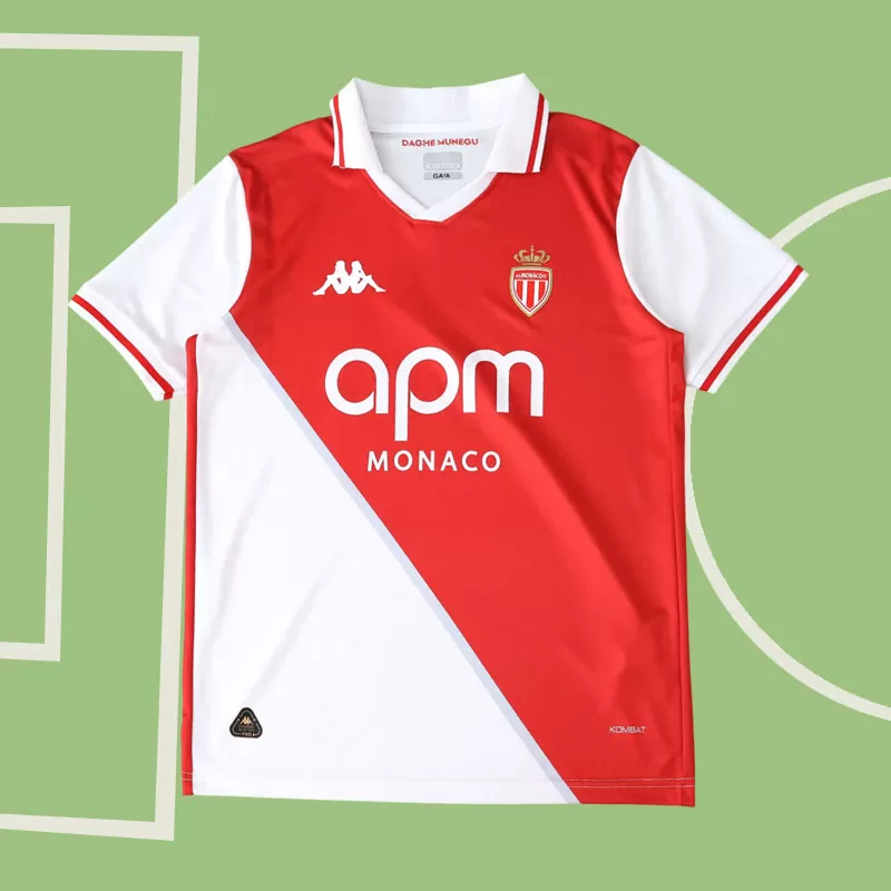 AS Monaco domači nogometni dres 2025/26 za moške – rdeče-bela majica