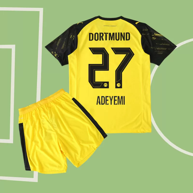 Borussia Dortmund BVB 2025/26 otroški domači dres - majica in hlačke z Adeyemi 27