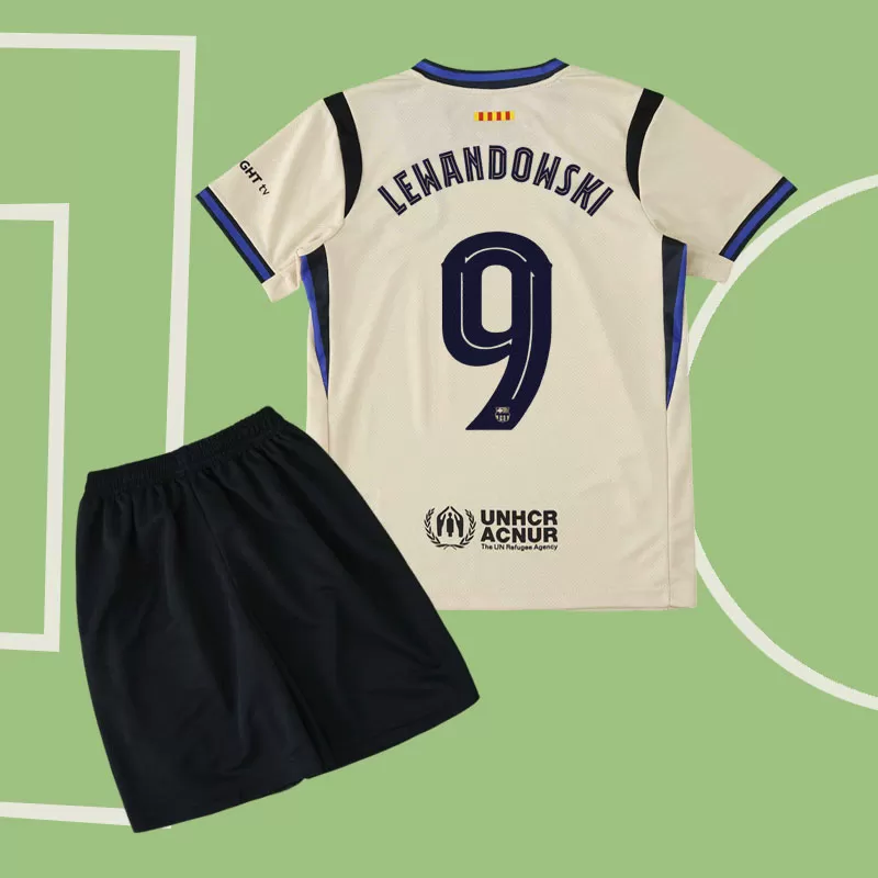 FC Barcelona otroški gostujoči dres 2025/26 Lewandowski 9 komplet majica + hlače