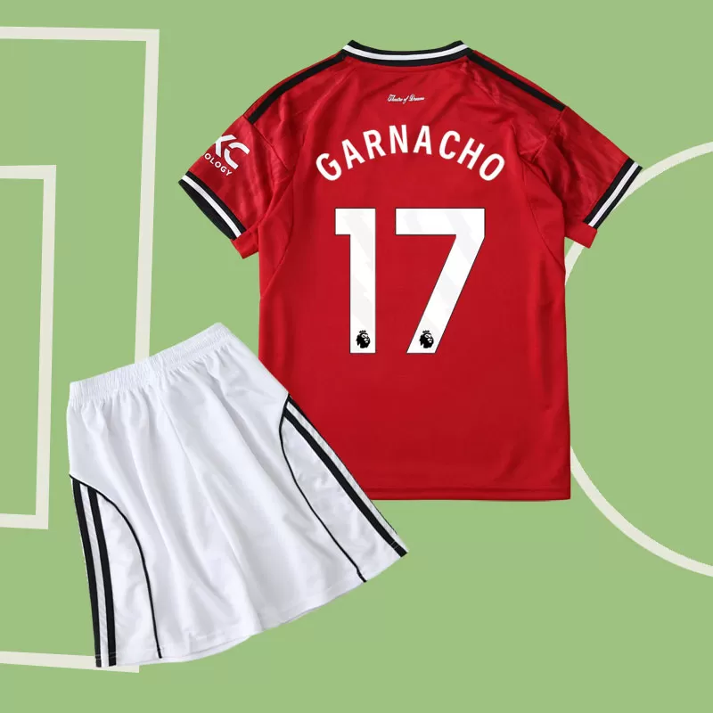 Garnacho 17 Man United domači nogometni dresi za otroke 2025/26