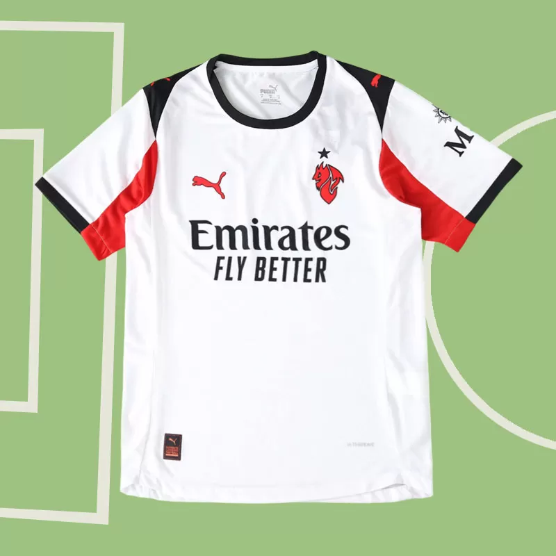 Gostujoči nogometni dres AC Milan 25/26 bela majica s kratkimi rokavi