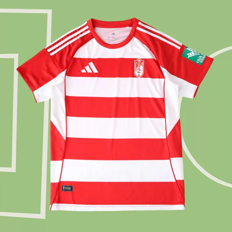 Granada CF 2025/26 domači nogometni dres za moške – rdeče-bela črta