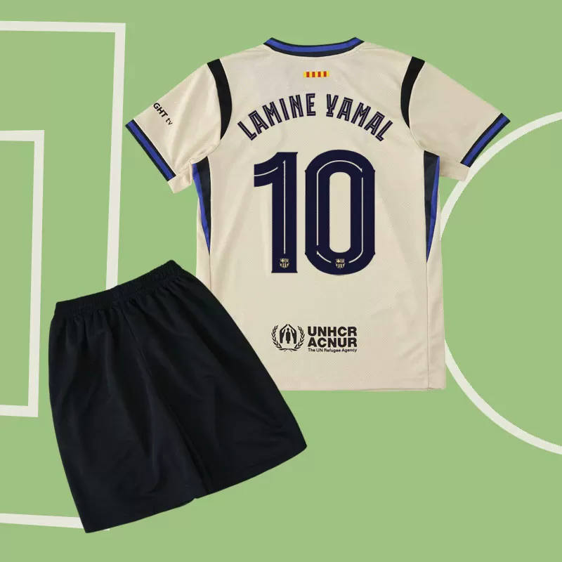 Lamine Yamal 10 Barcelona gostujoči dres za otroke 2025/26 majica + hlače