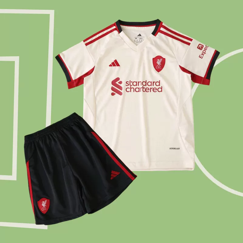 Liverpool otroški gostujoči dres 2025/26 - majica + kratke hlače