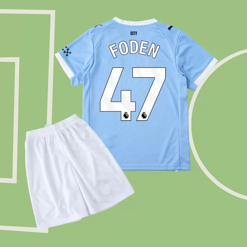 Manchester City Foden 47 otroški domači dres 2025/26 majica in hlače