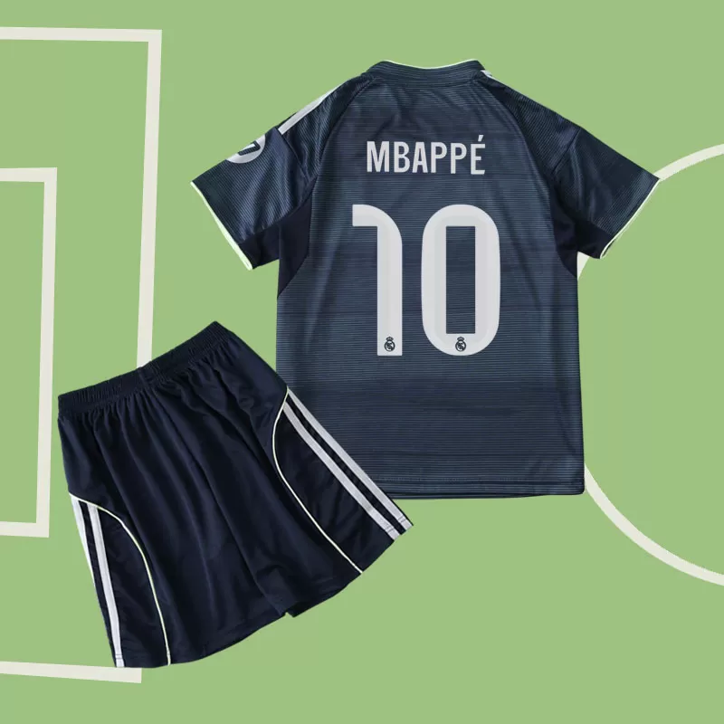 Mbappé 10 Real Madrid gostujoči dres 2025/26 otroški komplet majica + hlače