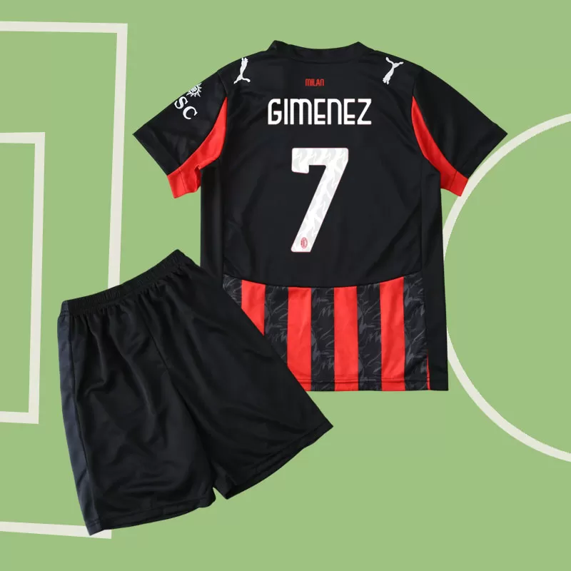 Otroški AC Milan domači komplet 25/26 - nogometni dres z imenom Giménez 7