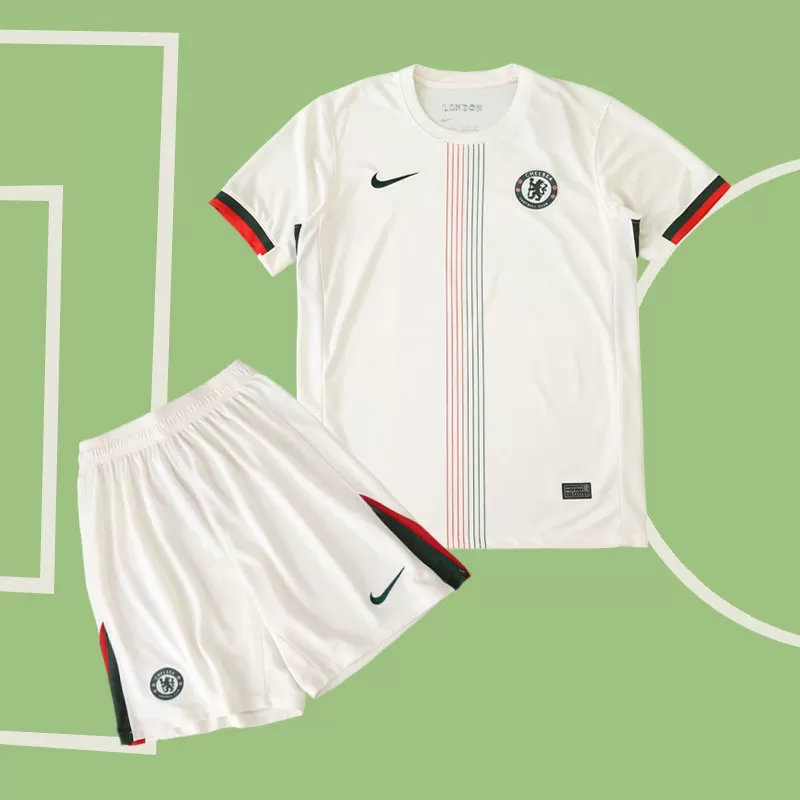 Otroški Chelsea FC gostujoči nogometni komplet 2025/26 - majica in hlače