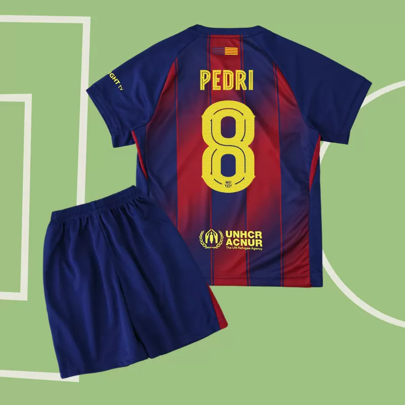 Otroški domači dres PEDRI 8 FC Barcelona 2025/26 - majica + kratke hlače