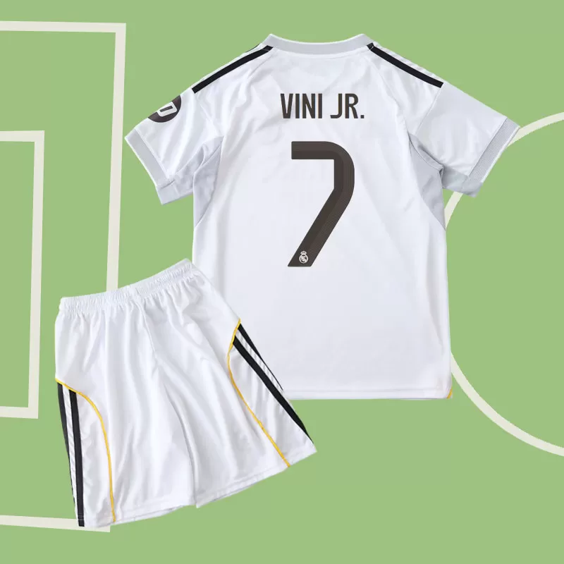 Otroški domači dres Vini Jr. 7 Real Madrid 2025/26 - majica in kratke hlače