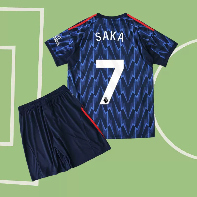 Otroški dres Arsenal 2025/26 Saka 7 gostujoča majica in kratke hlače