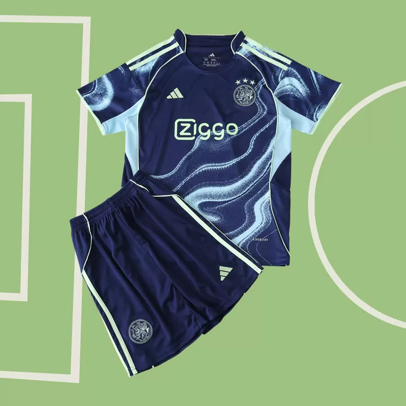 Otroški nogometni dres Ajax 2025/26 – gostujoča majica in kratke hlače