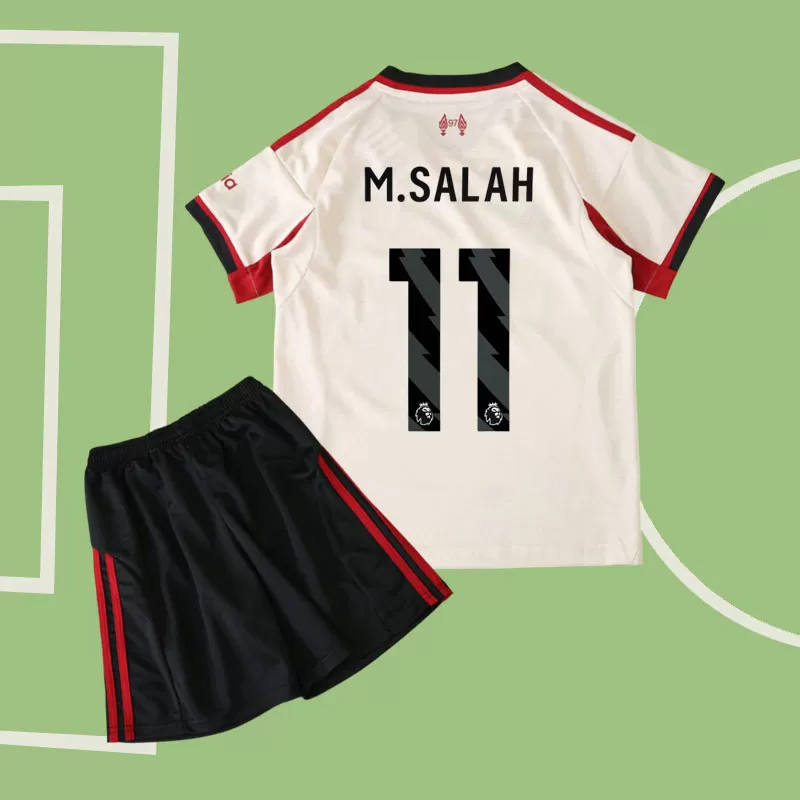 Otroški nogometni dres Liverpool gostujoči 2025/26 s potiskom M. Salah 11