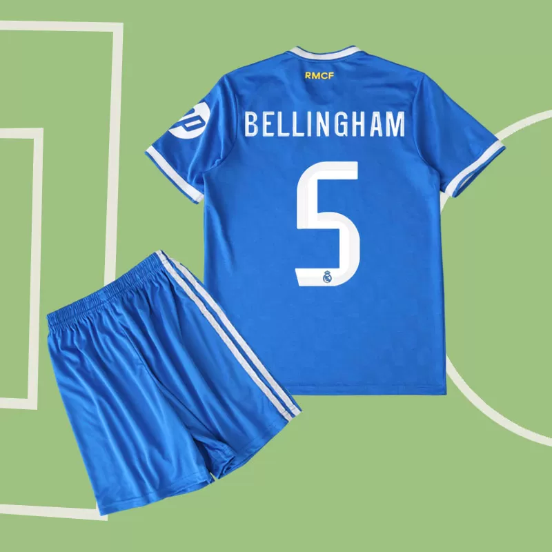 Otroški nogometni dres Real Madrid tretji kit 25/26 - Bellingham 5 na hrbtu