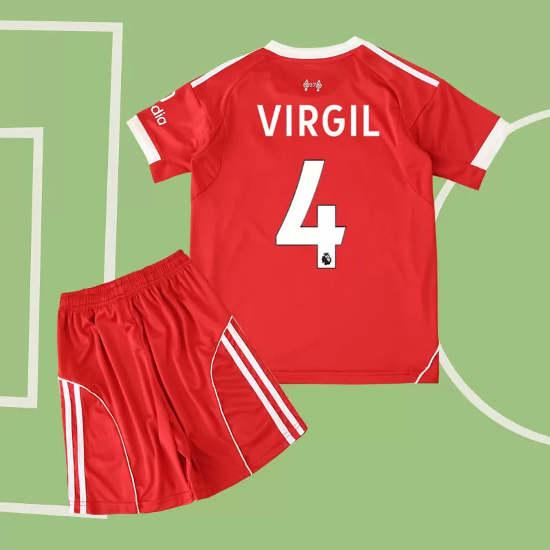 Otroški rdeči nogometni dresi Liverpool FC 25/26 - domači komplet z Virgil 4