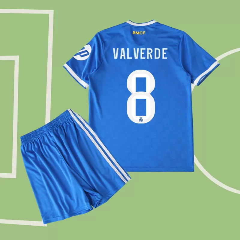 Real Madrid tretji dres otroci 2025/26 - nogometni komplet z Valverde 8