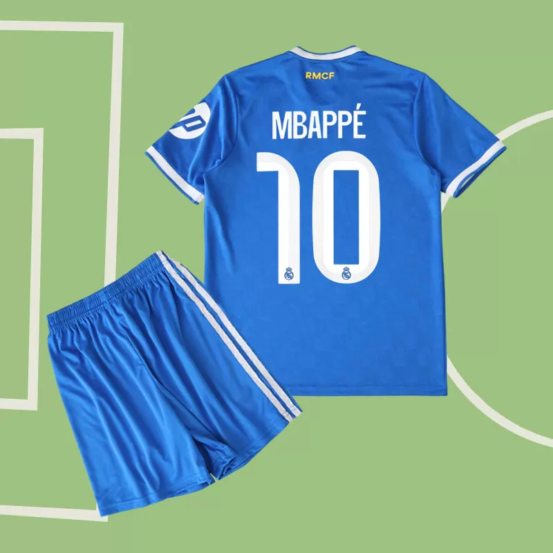 Real Madrid tretji komplet 2025/26 otroški - Mbappé 10 dres in hlačke