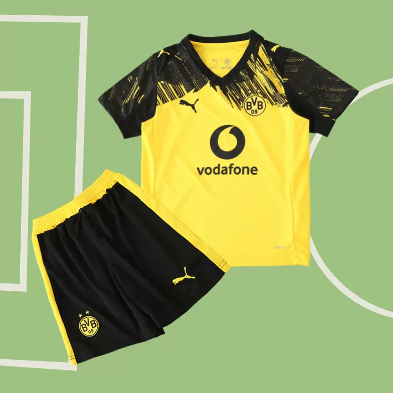 Borussia Dortmund 2025/26 domači dres za otroke - rumena majica + črne hlače
