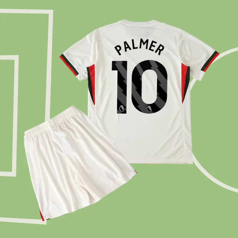 Chelsea 2025/26 otroški gostujoči dres z imenom Palmer 10 - majica in hlače