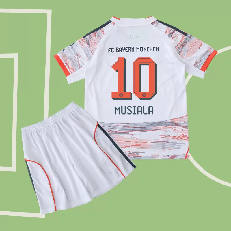 FC Bayern München Musiala 10 otroški gostujoči dres 2025/26 - majica + hlače