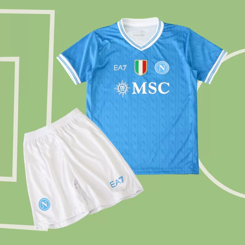 SSC Napoli otroški domači nogometni dres 2025/26 - majica + kratke hlače