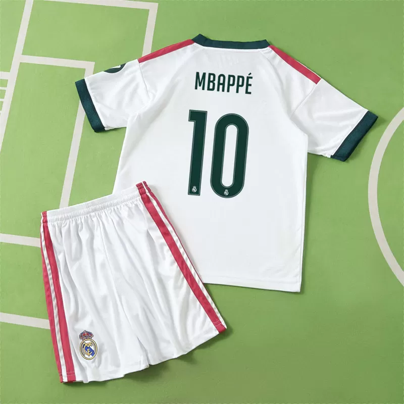 Mbappé 10 Real Madrid Dres 2026/27 Otroški – Domači Nogometni Dres Komplet s Kratkimi Hlačami